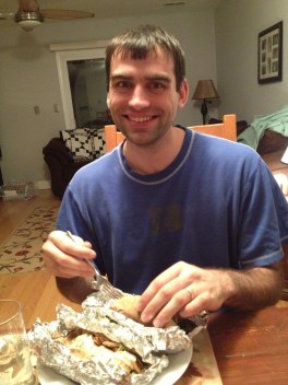 Ben with Greek Chicken Gyros!