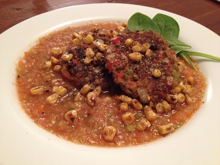 Tuna Lentil Burgers with Chargrilled Corn