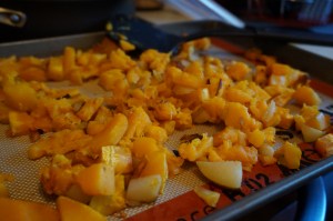 Squash and pear out of the oven