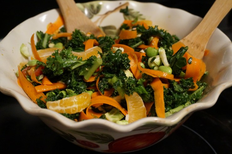 MASSAGED KALE SALAD W/ HONEY GINGER-LIME VINAIGRETTE