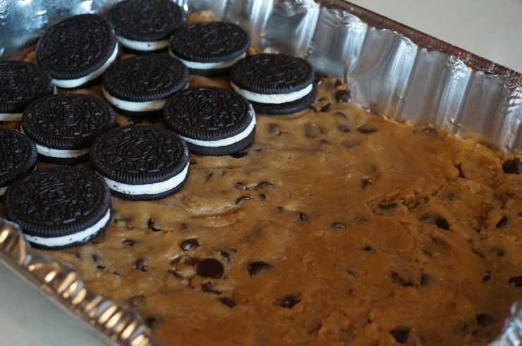 Layer oreos on top of cookie dough. Slash, that stuffing is NOT joking around.