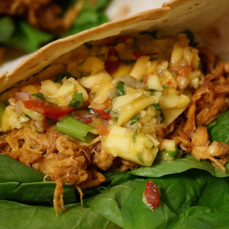 Mole Chicken Tacos w/ Mango-Pineapple Salsa