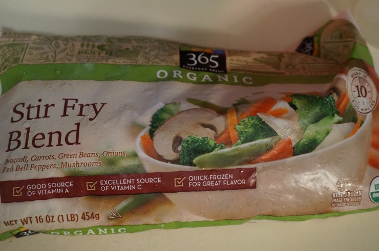 I used some of this frozen stir-fry blend from Whole Foods to bulk up the dish a bit (I thought I wouldn't have enough...)