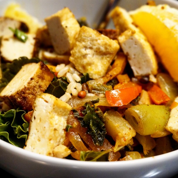 Serve over rice with tofu or other protein of your choice!