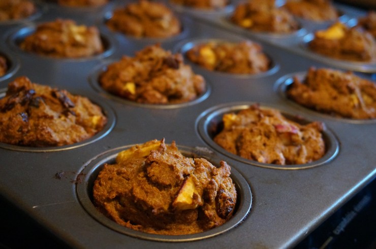 Pumpkin Apple Muffins with Raisins and Walnuts