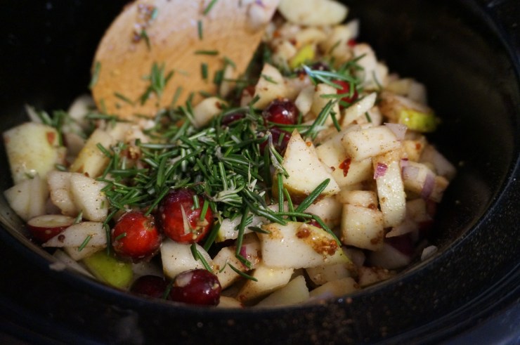 Prepare salsa ingredients and add to crock pot.