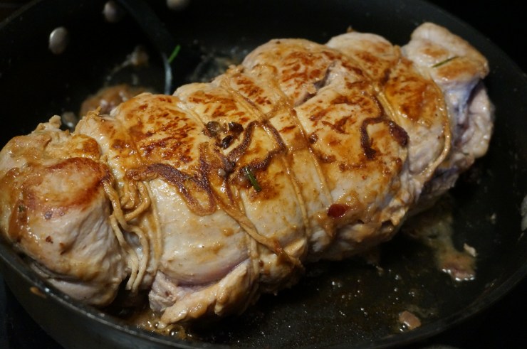 Sear both sides of pork, 2 min per side.