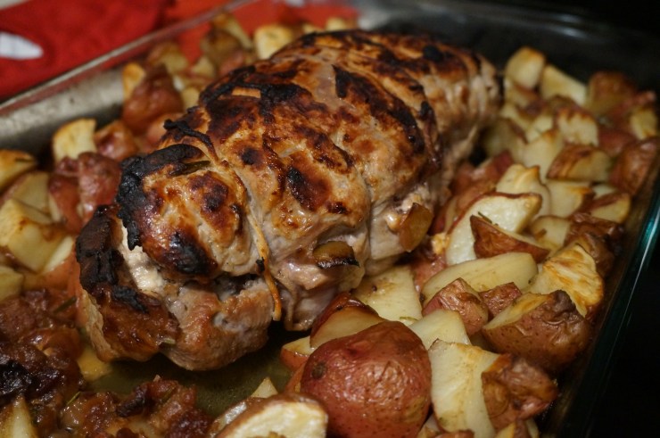 Cook 40 min at 450 deg until browned and temperature reaches 145 deg.