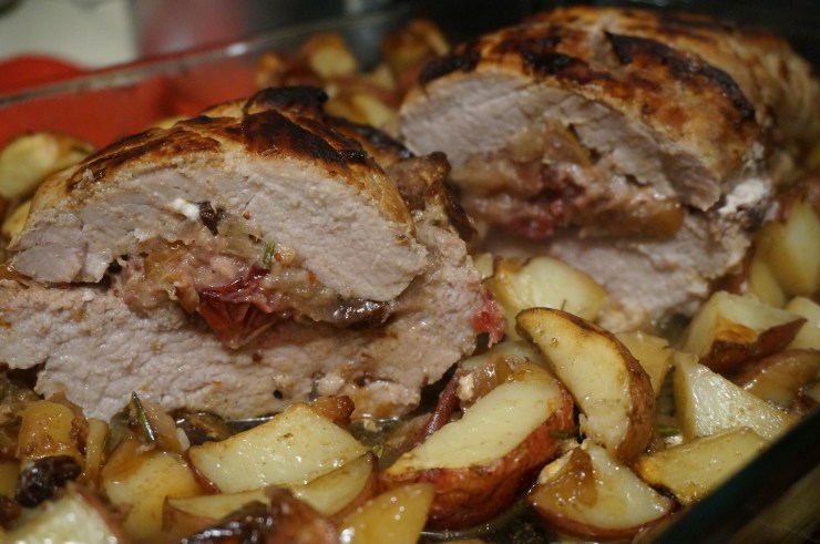 Pork Roast w/ Goat Cheese & Apple Salsa Stuffing
