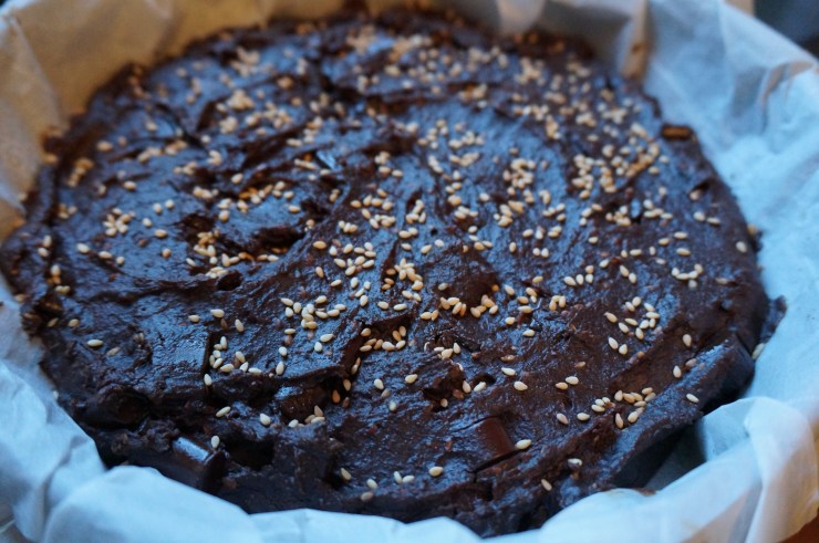 Fresh out of the oven, before slicing