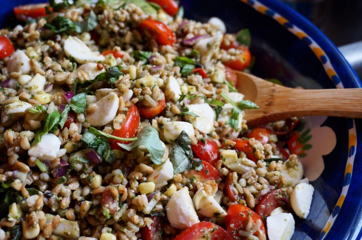 Farro Caprese Salad w/ Lemon Pesto Vinaigrette