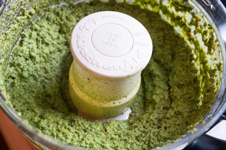 Prepare the lemon pesto in food processor.