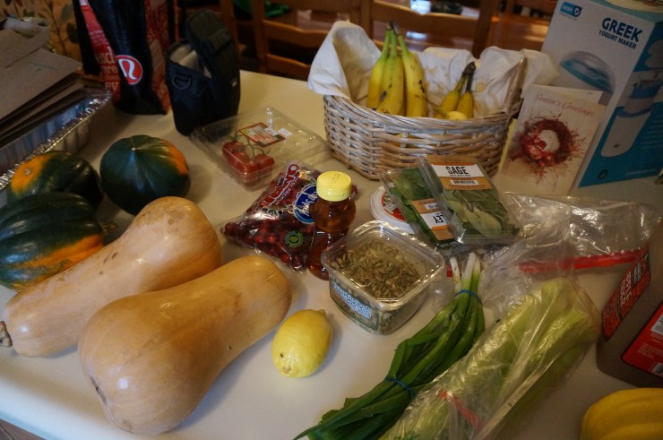 Prepping ingredients.