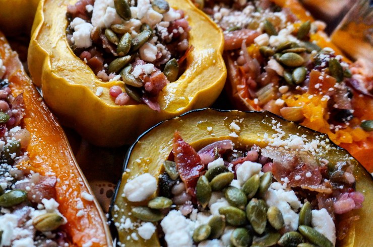 Stuffed Squash w/ Cranberry Barley Risotto and Pepitas